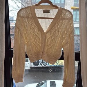 Urban Outfitters Cream Cable Knit Cardigan